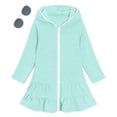 thumbnail image 2 of EnJoCho Girls Hooded Terr𝗒 Cover Up Swimsuit With Sunglasses Zipper Swim Dress Short Sleeve Ruffl𝖾 Coverups Bathing Suit Swimwear, 2 of 9