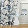 thumbnail image 3 of DriftAway Ada Floral Botanical Print Flower Leaf Lined Thermal Insulated Room Darkening Linen Blend 100% Blackout Back Tab Window Curtains 2 Layers Set of 2 Panels Each 52 Inch by 84 Inch Navy, 3 of 8