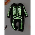 thumbnail image 3 of Wassery Baby Boy Halloween Romper 3 6 9 12 18 Months Infant Clothes Glow in the Dark Skeleton Prints Long Sleeve Jumpsuit for Infant Toddler Fall Clothes, 3 of 9