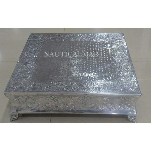NAUTICALMART SILVER FINISH BEAUTIFUL LARGE CAKE STAND WEDDING CAKE STAND