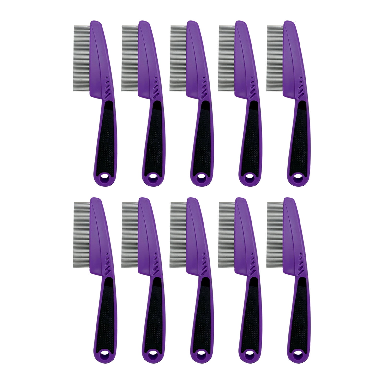 Flea Comb For Dogs Cats And Small Lice Removal Tool With Fine Stainless Steel Teeth Gentle Grooming For All Coat Types, 18 cm, Purple