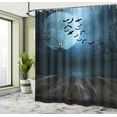 thumbnail image 5 of Ambesonne Halloween Shower Curtain, Lake Scene Bat, 69"Wx70"L, Blue Brown, 5 of 5