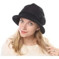 thumbnail image 5 of Kiibsot Women Winter Warm Knit Beanie Hat Crochet Visor Brim Cap with Sequined Flower Accent, 5 of 6