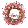thumbnail image 4 of ERTZAE Valentine Wreath With Love Sign,18" Romantic Rose Baby'S Breath Wreath For Couple Bedroom Pink Tulip Valentine Wreath,Berry Green Leaf Wreath,Wedding Anniversary Decor,Wreaths For Front Door, 4 of 5