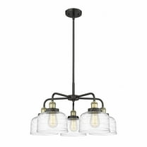 Innovations Lighting  Bell - 5 Light 26" Stem Hung Chandelier Black Antique Brass/Clear Deco Swirl