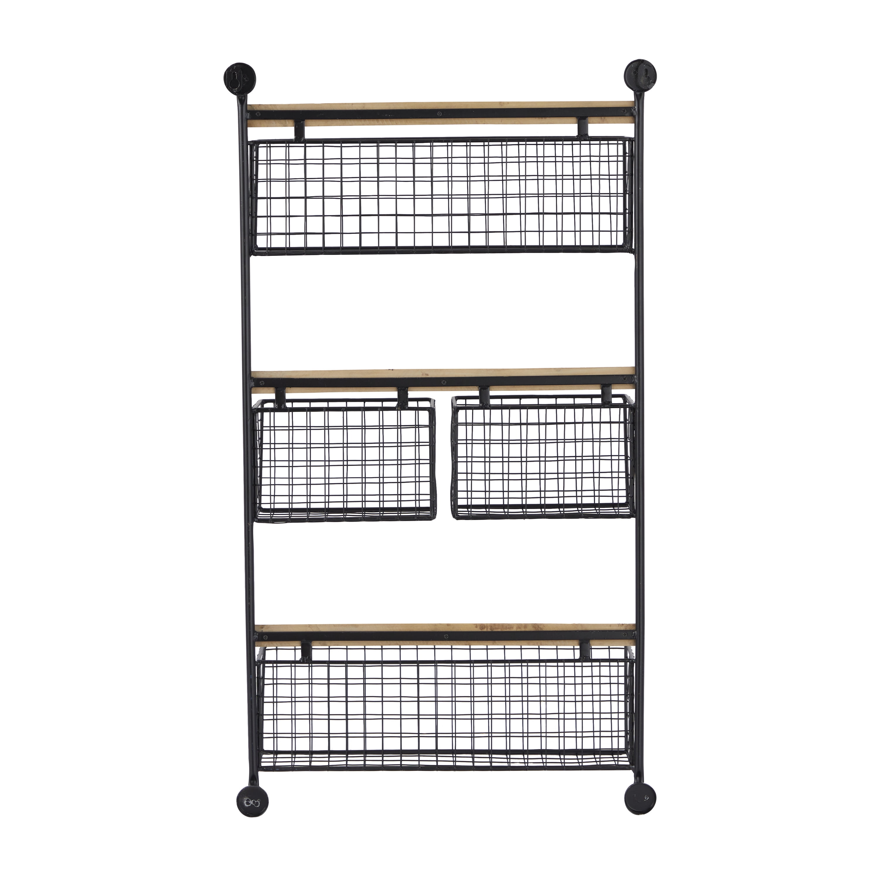 DecMode 18" x 6" 4-Tier Black Wall Shelf