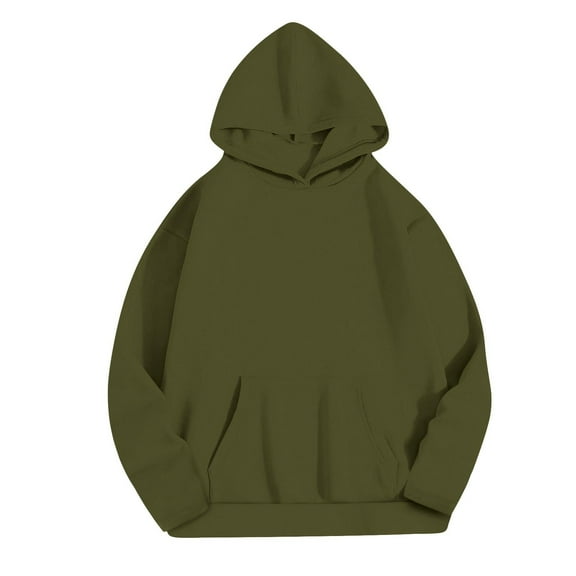 tklpehg Womens Fleece Hoodies with Pocket Long Sleeve Tops Vintage Sweatshirt Hooded Lightweight Classic Solid Color Casual Loose Going Out Tops Pullover (Army Green,M)