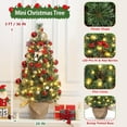 thumbnail image 2 of Eastvita 3FT Pre-Lit Mini Artificial Christmas Tree, 78 Warm White LEDs, Burlap Base, Pine Cones, Red Berries, Holiday Decor, 2 of 8