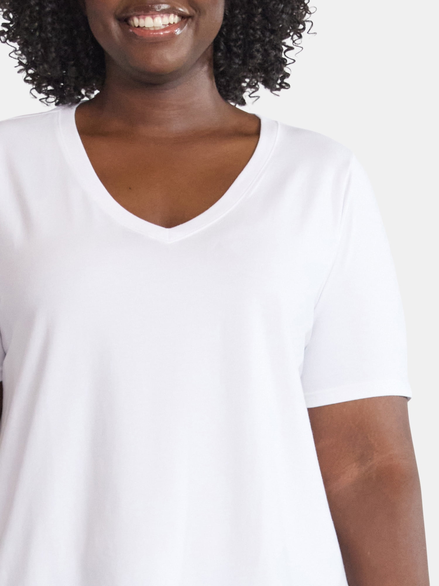 Terra & Sky Women's Plus Size V-Neck Tee with Short Sleeves, Sizes 0X-4X