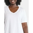 thumbnail image 3 of Terra & Sky Women's Plus Size V-Neck Tee with Short Sleeves, Sizes 0X-4X, 3 of 5