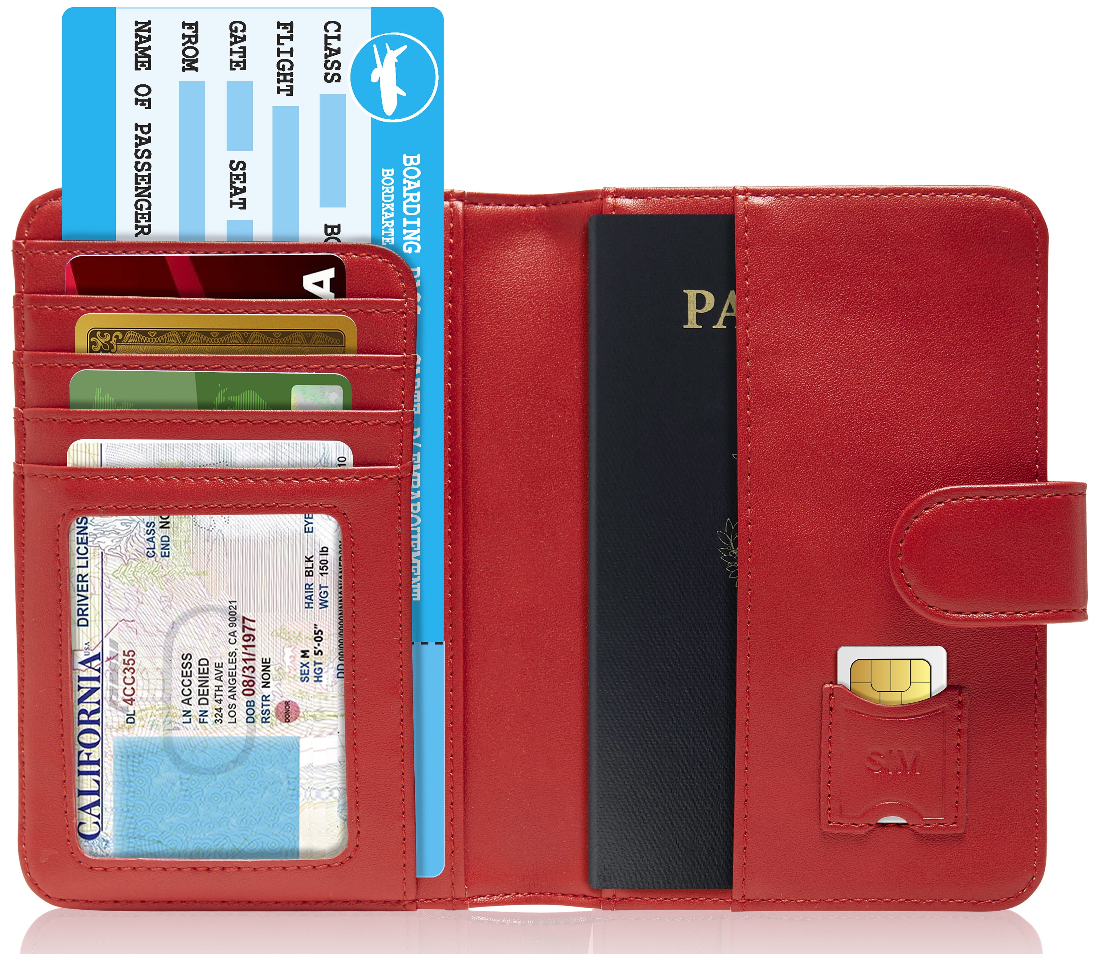 Leather Travel Passport Holder Wallet For Men Women  RFID Blocking Cover Case 