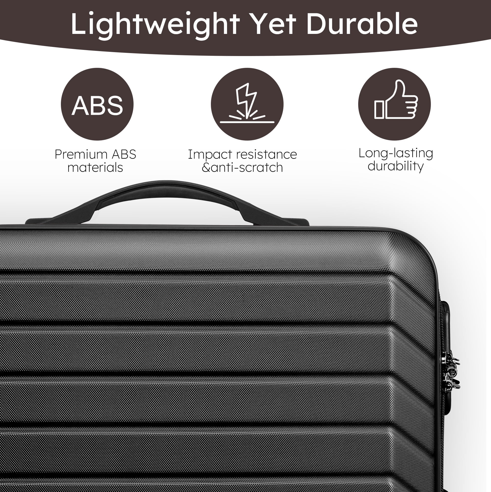 4 Piece Luggage Sets Travel Suitcase Set,20/24/28/32 inch Luggage with 7PCS Organizer Bags, Black