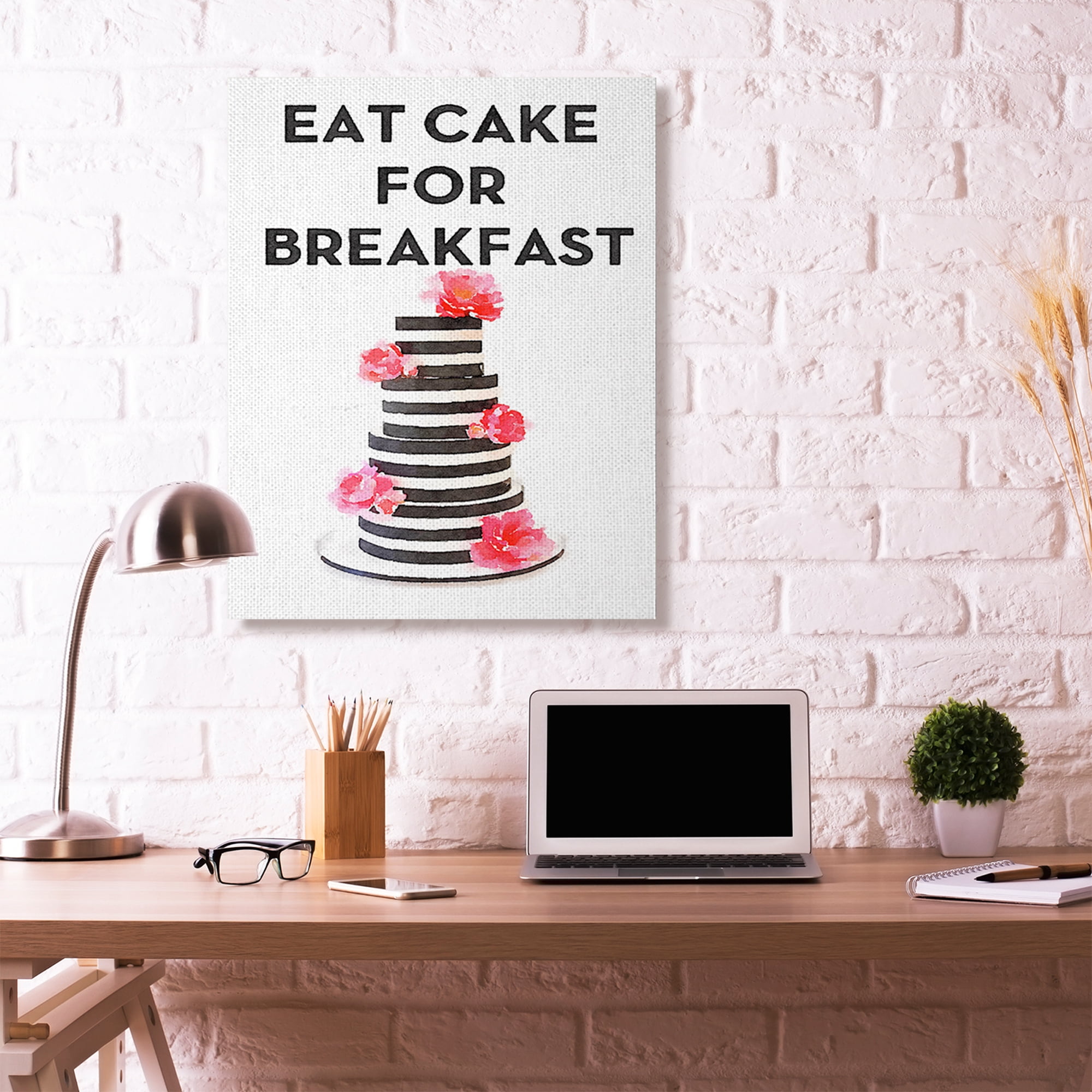 Stupell Industries Fashion Designer Cake And Flowers Watercolor Funny Word Canvas Wall Art by Amanda Greenwood