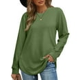 thumbnail image 4 of DondPO Womens Tunic Tops，Womens Sweatshirt Crewneck Long Sleeve Shirts High Low Tops Curved Hem Women Sweatshirts No Hood，Womens Fall Tops，Tops for Women Trendy Green M, 4 of 4