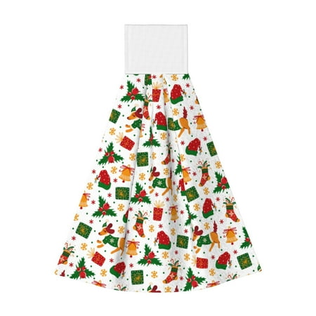 

Disketp Christmas Hat Cute Puppy Hanging Kitchen Towel Tie Towels Tea Bar Dish Cloths Dry Towel for Laundry Room Decor (18*14in)