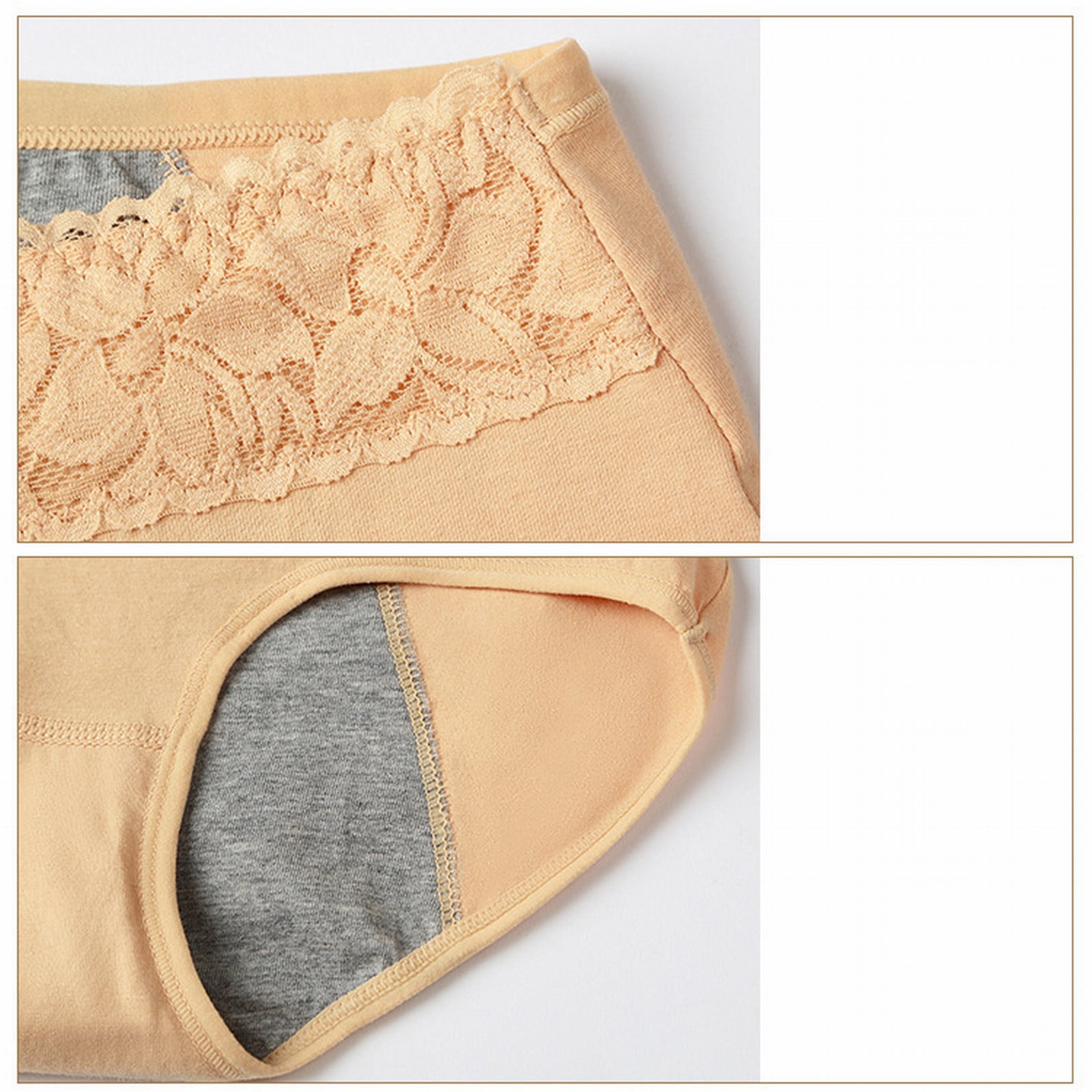 Rovga Women Panties Panties Anti Side Leakage Cotton Panties Mid Waist  Briefs Lace Underwear 