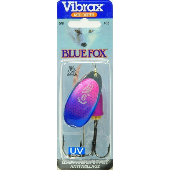Blue Fox Classic Vibrax 06 Tackle, Cerise Scale Blue Tip UV, 5/8 60-60-319IC