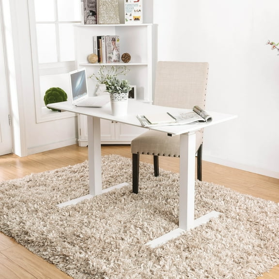 Furniture of America Peter Contemporary Adjustable Height Desk, Small, White