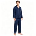 thumbnail image 6 of Kyntgho Men's Two Piece Pajama Set, Long Sleeve Button Front Pajama Shirt with Piping and Straight Pants, 6 of 7