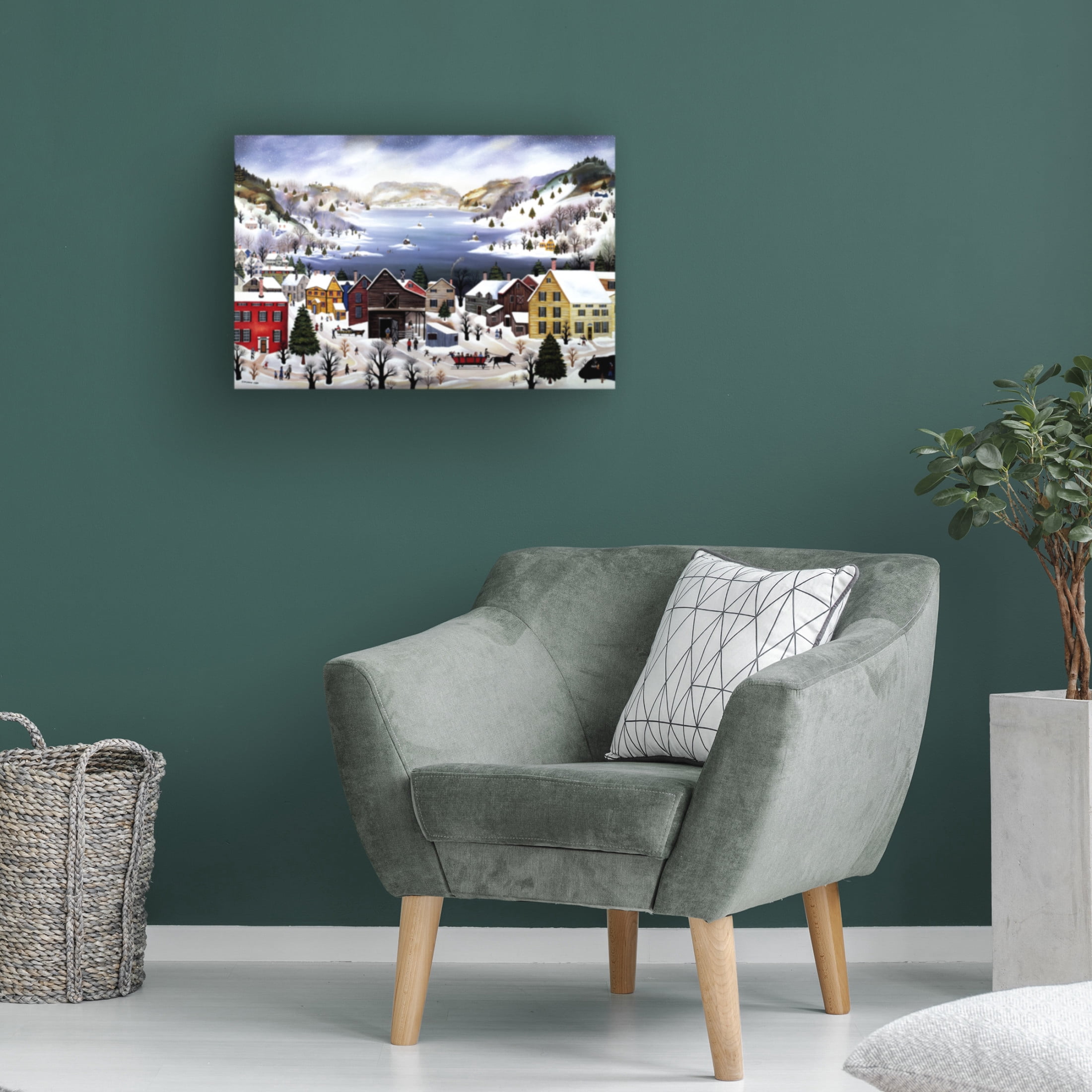 Canvas Wall Art - JL Munro 'Winter on Otsego Lake' Wall Art for Living Room, Bedroom, or Office Décor by Trademark Fine Art - 47 x 30 Inches