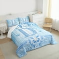 thumbnail image 3 of Manfei Letter Monogrammed Initial D Girl 3 Pieces Queen Comforter Set,Kawaii Bow Butterfly Ultra Soft Bedding Sets,Bling Crystal Blue Glitter Bedding Comforter Set,Lightweight Room Decor, 3 of 8