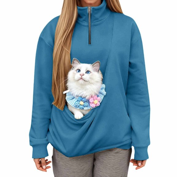 SRZYMJ Hoodie Women With Dog Pouch,Sweatshirt With Dog Pouch, Fleece Pet Hoodie Carrier Large Pocket Puppy Kitten Dogs Holder