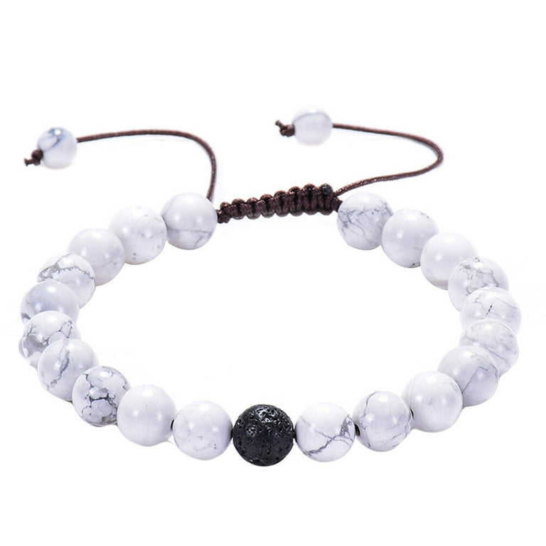 LABSERRON Natural Stone Beads Bracelet 2Pcs Men and Women in