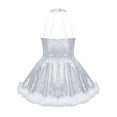 thumbnail image 2 of Yeahdor Kids Girls Mesh Splice Figure Skating Dress Shiny Sequins Ballet Tutu Dress Dancewear Xmas Snowman Costume White 10, 2 of 7
