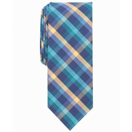 Men's Yellow Double Multi Check Skinny Neck Tie Accessory Not Applicable