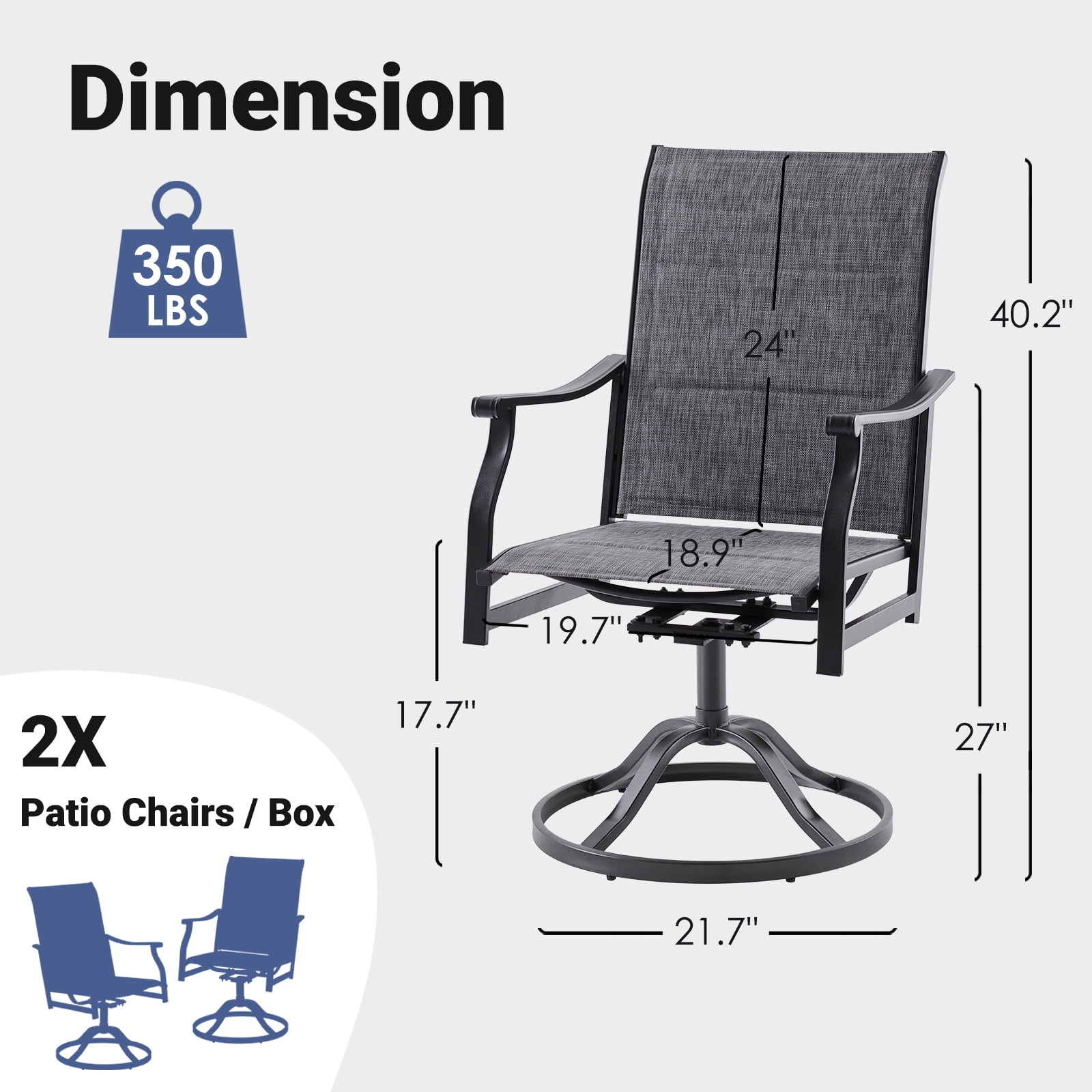 STARY Outdoor Dining Chairs Set of 6, 360°Swivel Patio Dining Chair with Textilene Fabric, Outdoor Metal Armchair All Weather Resistant, Ergonomic Comfort, Perfect for Patio, Backyard, Balcony