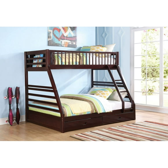 ACME Jason XL Twin over Queen Bunk Bed with Drawer in Espresso