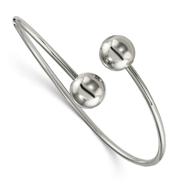 Chisel Stainless Steel with High Polished 8-inch Flexible Bangle