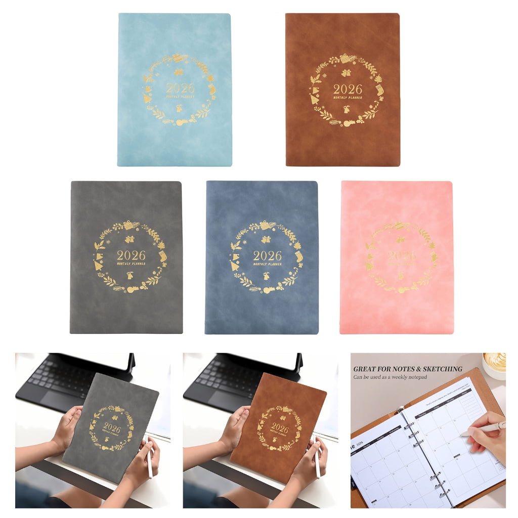 2026 Weekly Planner Notebook with Refillable 6 Rings Leather Binder Cover Dated
