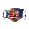thumbnail image 3 of Máscara de Navidad con estampado de algodón, máscara facial para niños, máscara facial de tela de dibujos animados lavable, copos de nieve, Papá Noel, ciervo cervatillo y más, paquete de 6 JAMW Sencillez, 3 of 5