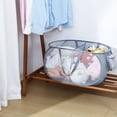 thumbnail image 3 of Luxspire Pop up Laundry Hamper, 70L Foldable Laundry Basket, 2 Compartments Mesh Laundry Basket with Side Pocket, Mesh Hamper, Portable Laundry Basket for Bathroom Dorm Travel, Grey, 3 of 7
