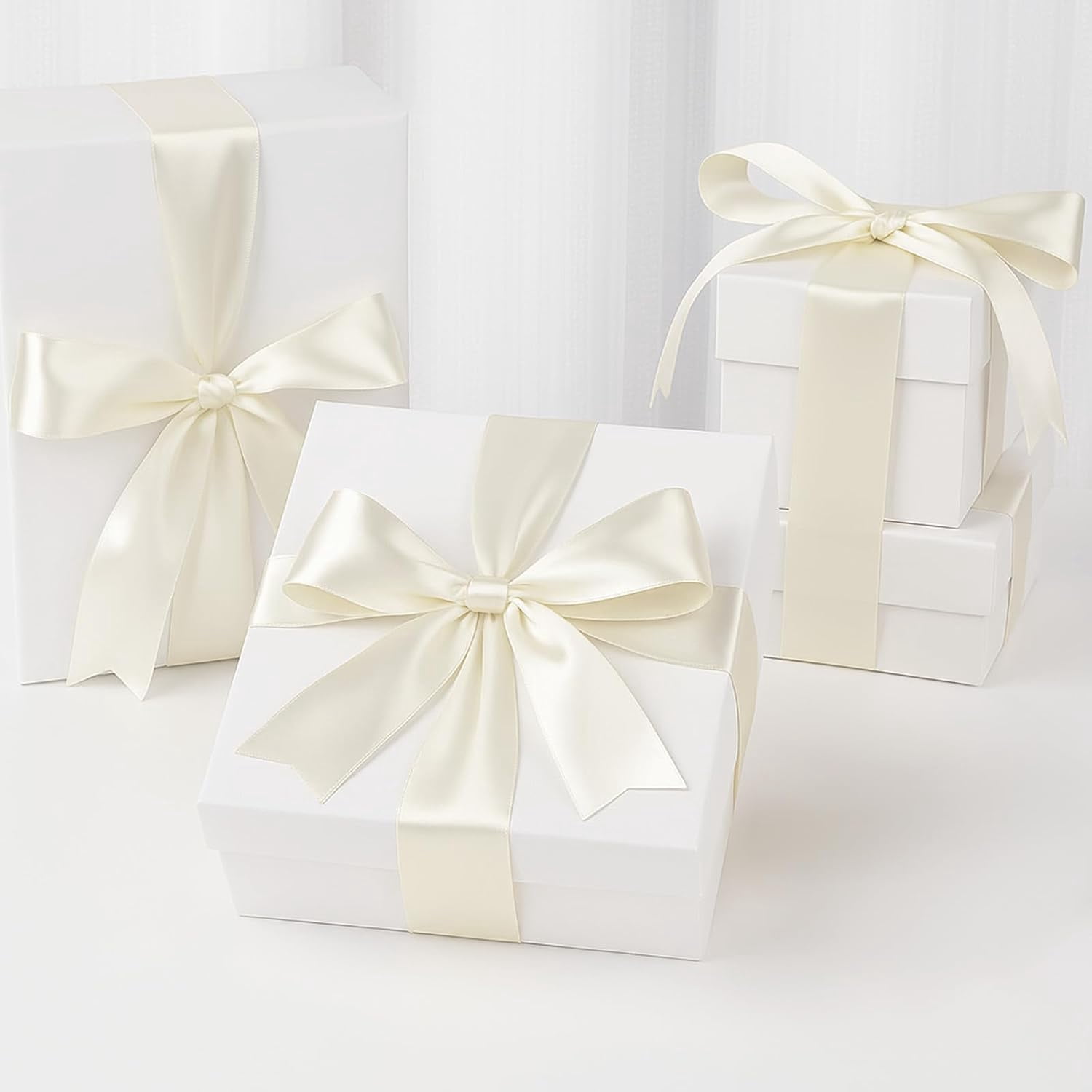 Pearl Ivory Satin Ribbon – 1 1/2'' x 100 Yards Polyester Ivory Ribbon for Gift Wrapping, Wedding, Party Decoration, DIY Crafts, Floral Bouquets and Wreath Bows