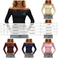 thumbnail image 4 of GEWSEY Women's Lace Off The Shoulder Crop Tops Y2k Goth Cinched Waist Long Sleeve Cropped T Shirts Going Out Outfits (Black, S), 4 of 7
