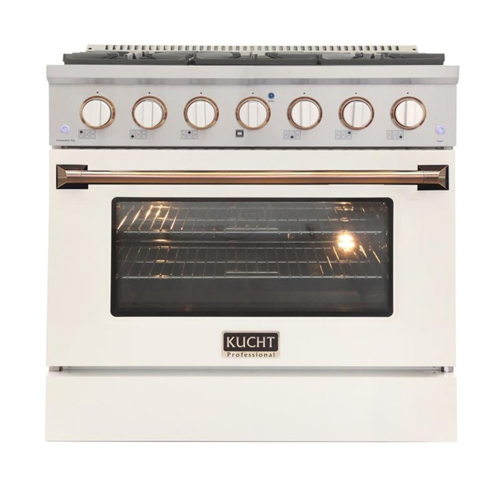 Kucht Professional 36" Stainless Steel Natural Gas Range in Silver/White/Gold