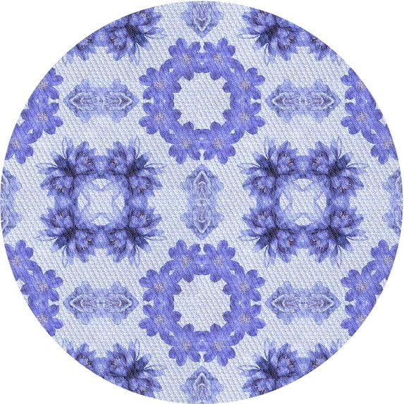 Ahgly Company Indoor Round Patterned Periwinkle Purple Area Rugs, 5' Round