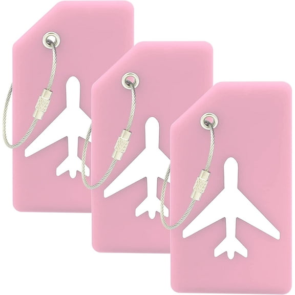 Luggage Tags, 3 Pack Privacy Protection Soft Silicone Luggage Tags for Suitcase Luggage Travel Bags Labels, Orange/Green/Pink