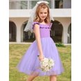thumbnail image 4 of Vestido Arshiner para niña, verano, cuello con volantes, manga corta, morado, 4 of 6