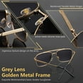 thumbnail image 5 of FEISEDY Retro Square Aviator Sunglasses for Men Women Vintage 70s Pilot Shades Classic Metal Frame B2845, 5 of 14