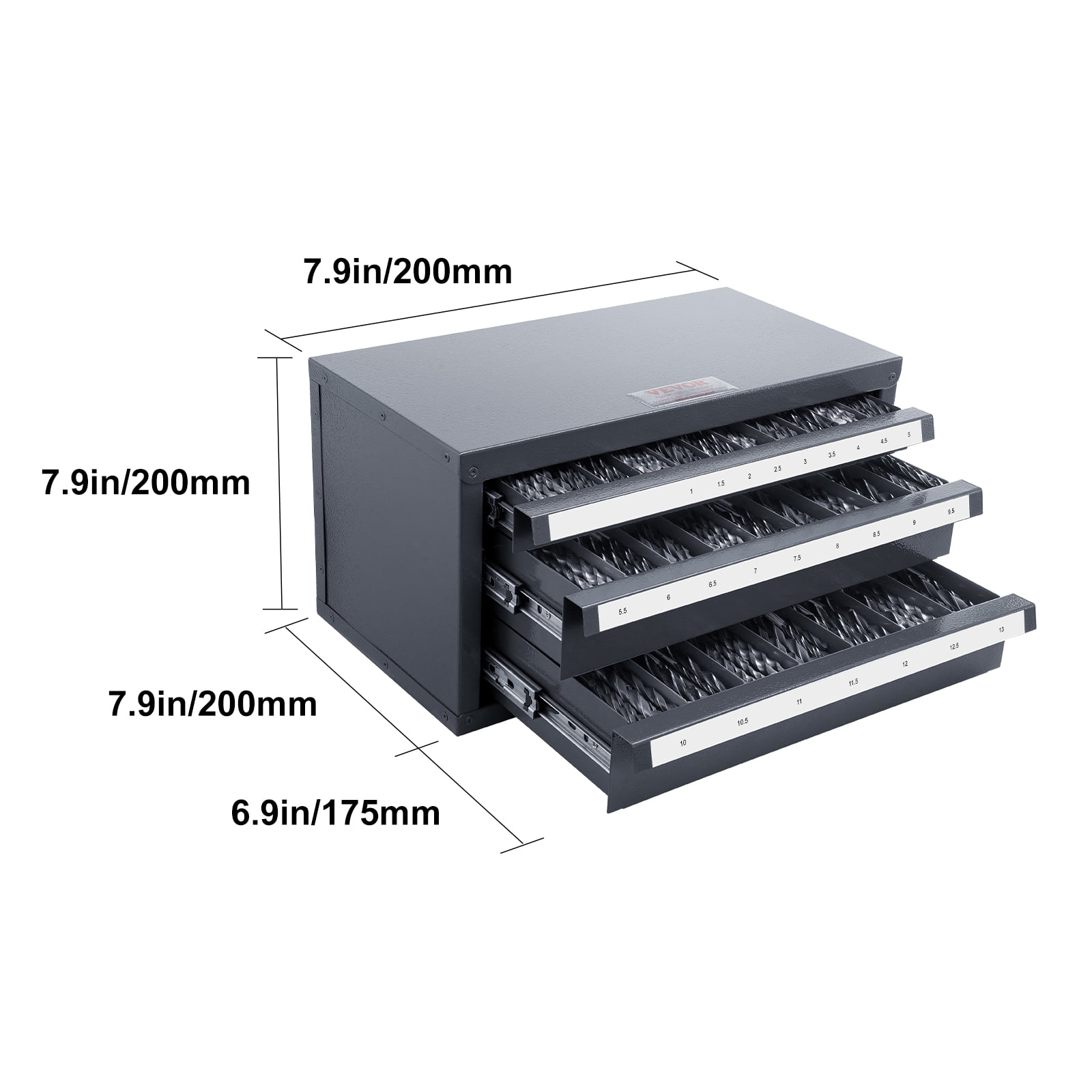 SKYSHALO Drill Bit Dispenser Cabinet, Three-Drawer Drill Bit Dispenser, Drill Bit Organizer Cabinet, Drill Dispenser Organizer Cabinet for 1mm to 13mm