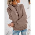 thumbnail image 6 of Fall Winter Women Long Sleeve Cable Knit Sweater Batwing Turtleneck Pullover, 6 of 6