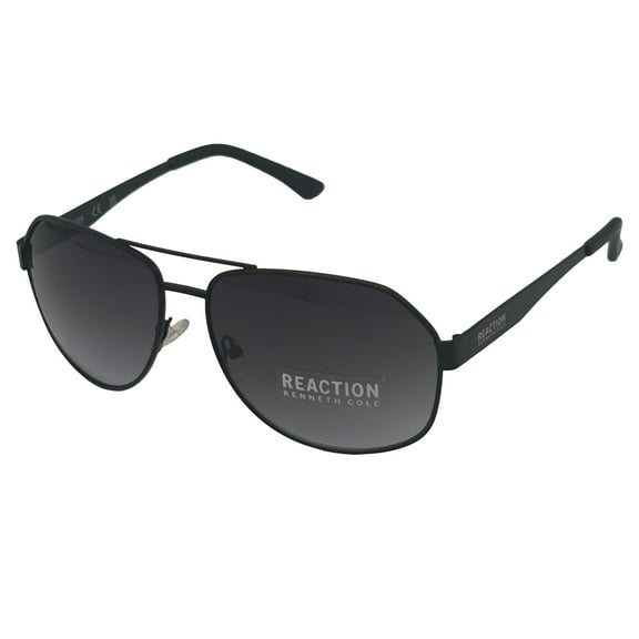 Kenneth Cole Reaction Mens Matte Black Metal Aviator Sunglass, KC1432. 2B