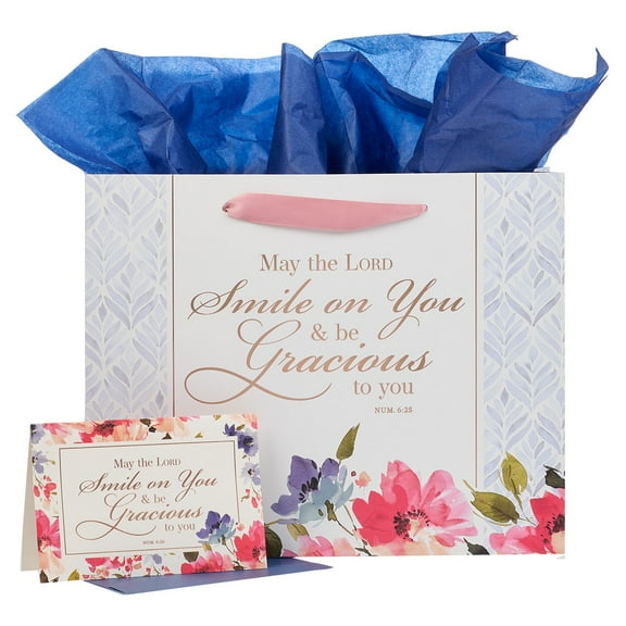 Women's Landscape Gift Bag Set w/Card: May the Lord Smile Num. 6:25, Large