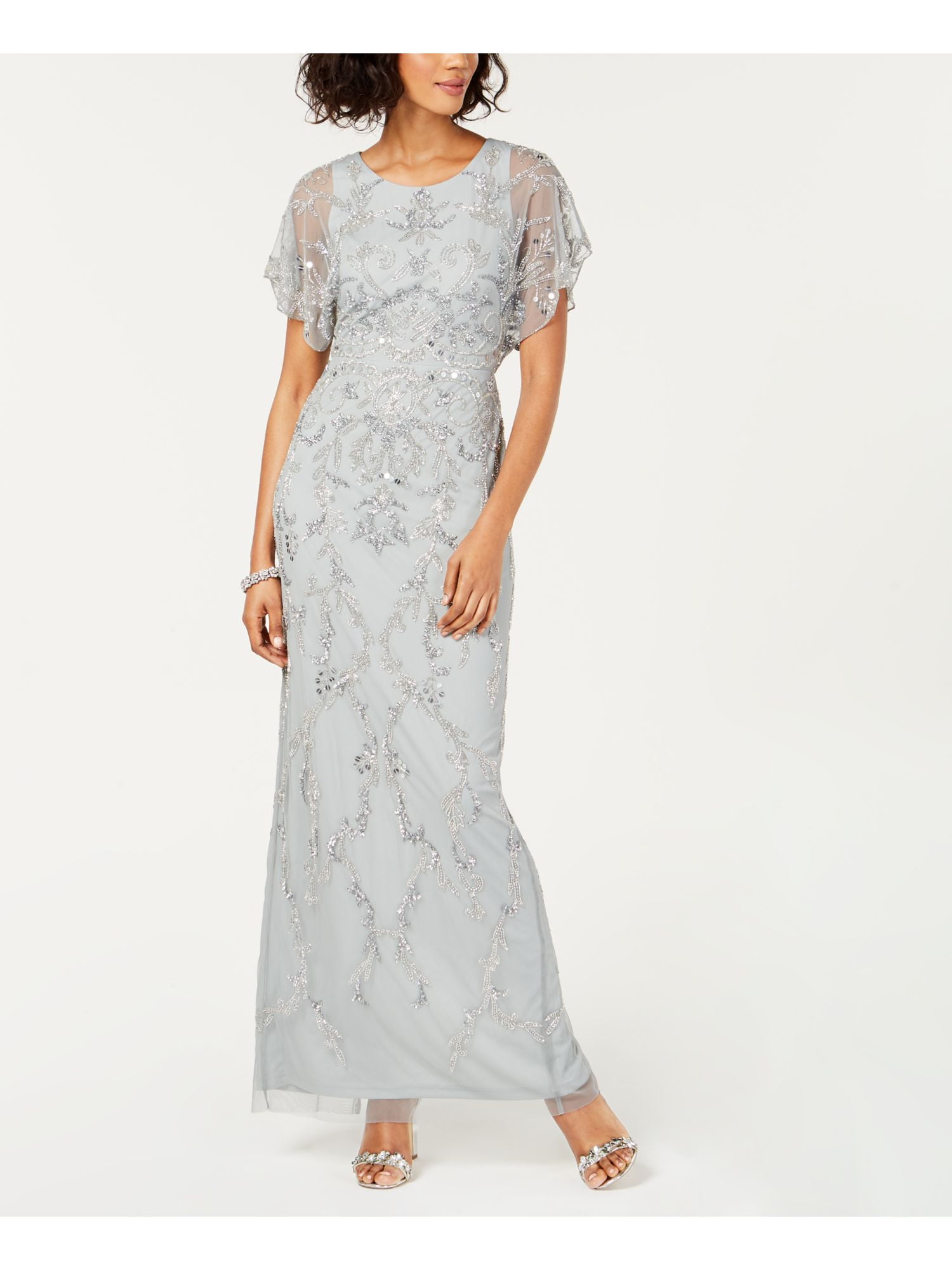 ADRIANNA PAPELL Womens Silver Beaded 