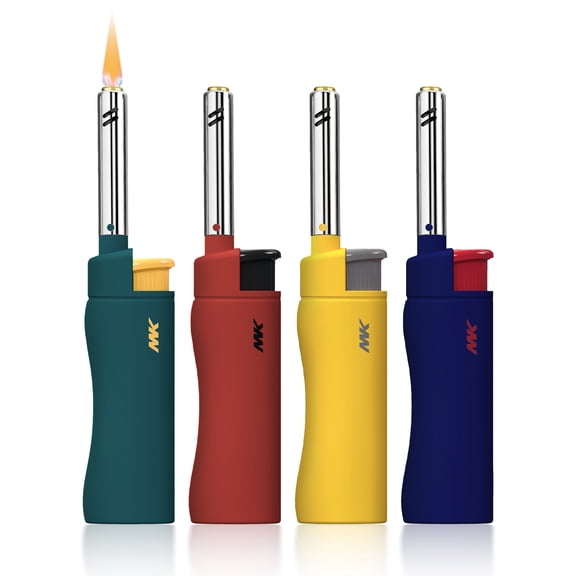 MK Windproof Lighter, suitable for candle lighting, barbecuing, camping and outdoor activities. Multiple random color combinations (HUE - 4PC)
