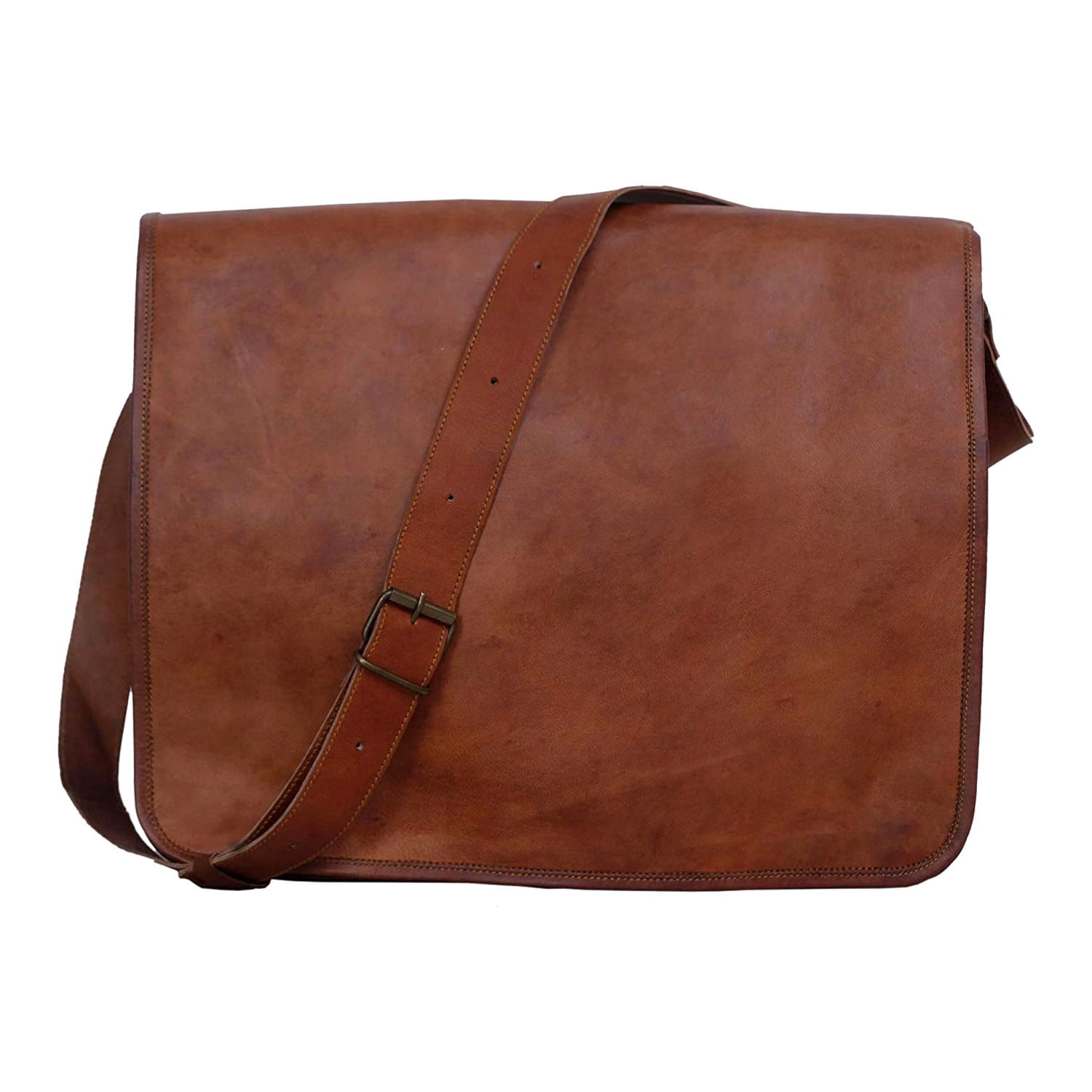 Vintage Leather Messenger Bag 17" Laptop Satchel School Crossbody Shoulder Bag 