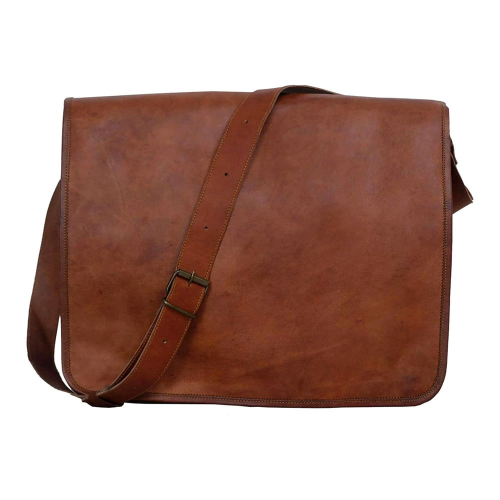 KPL 18 INCH Leather Laptop bag handmade messenger bags satchel for men ...